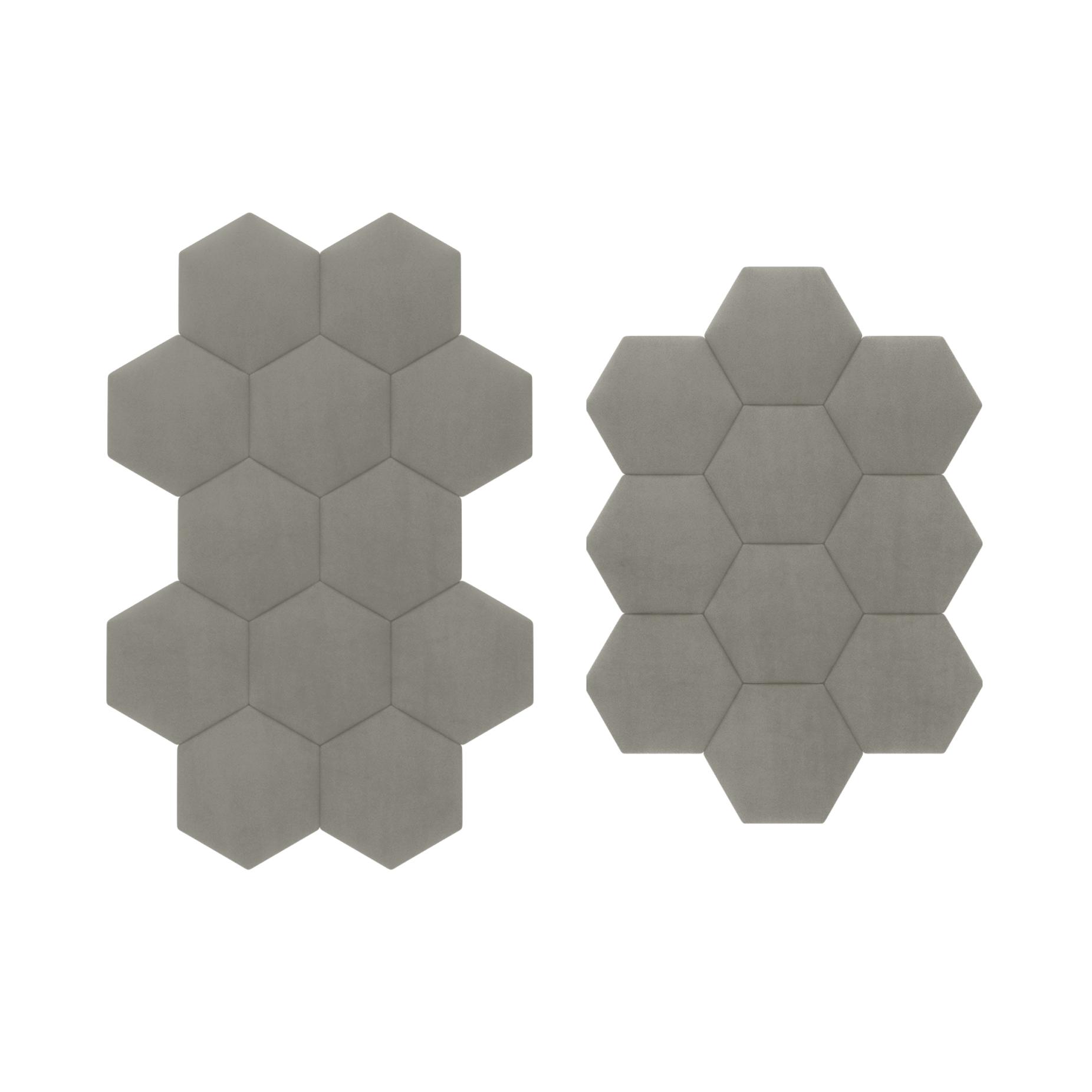 Panou tapitat, gri, hexagon, 17 cm