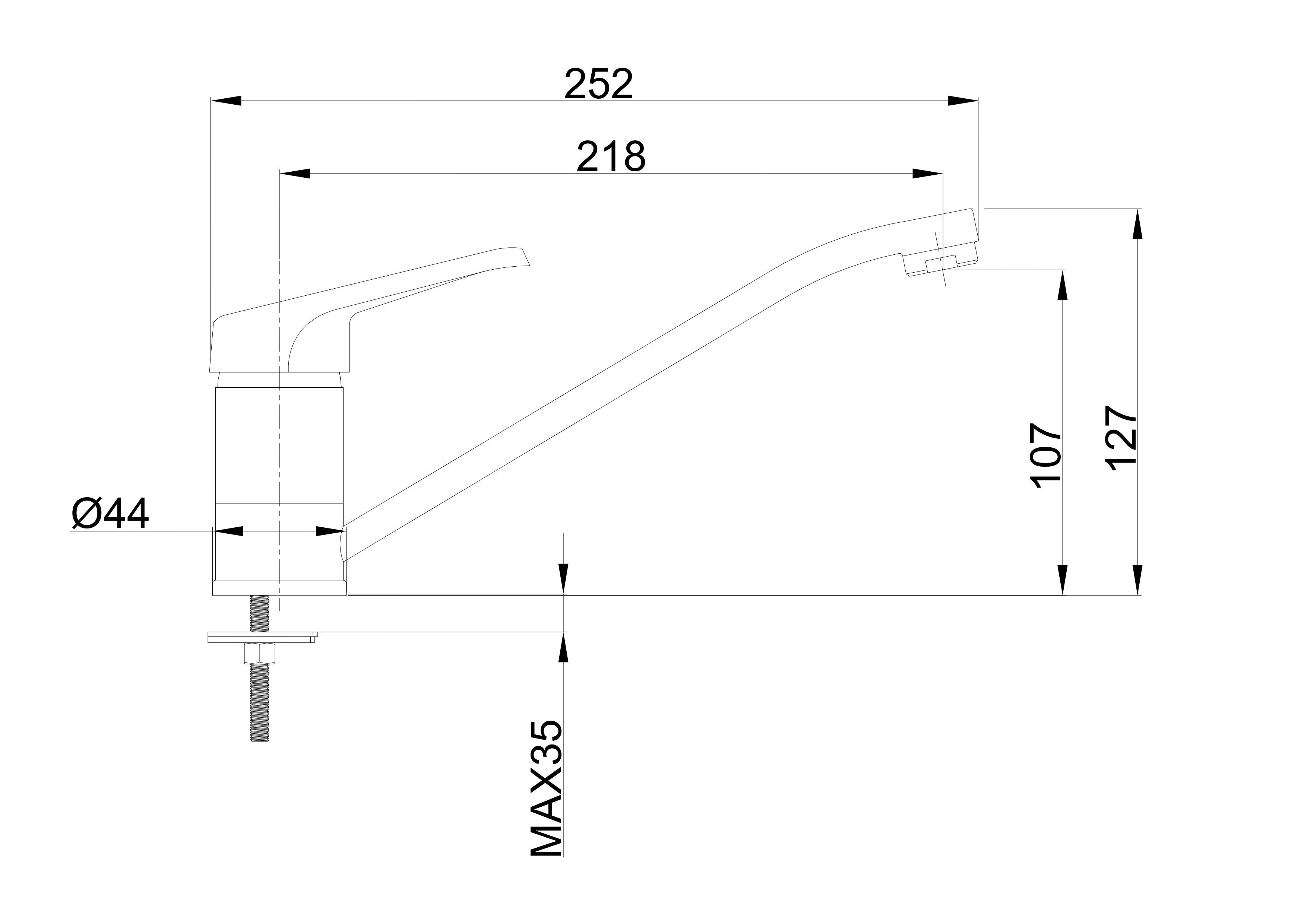 Baterie de bucatarie, monocomanda, finisaj cromat  Bingo