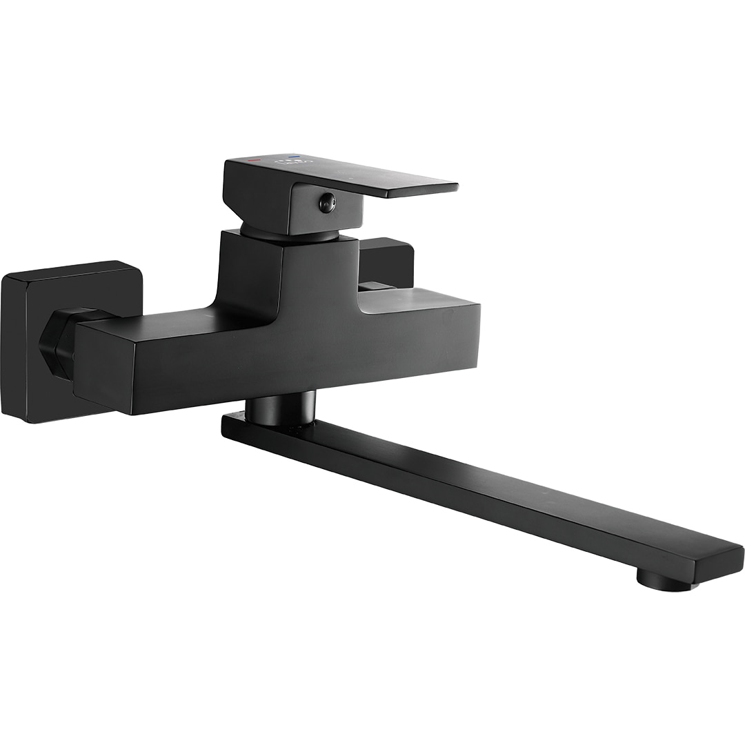 Baterie de bucatarie, monocomanda, finisaj negru mat  Kvadrato