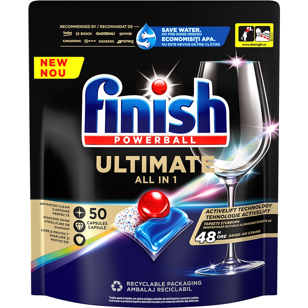 Detergent capsule pentru masina de spalat vase FINISH Ultimate All in 1, 50 spalari