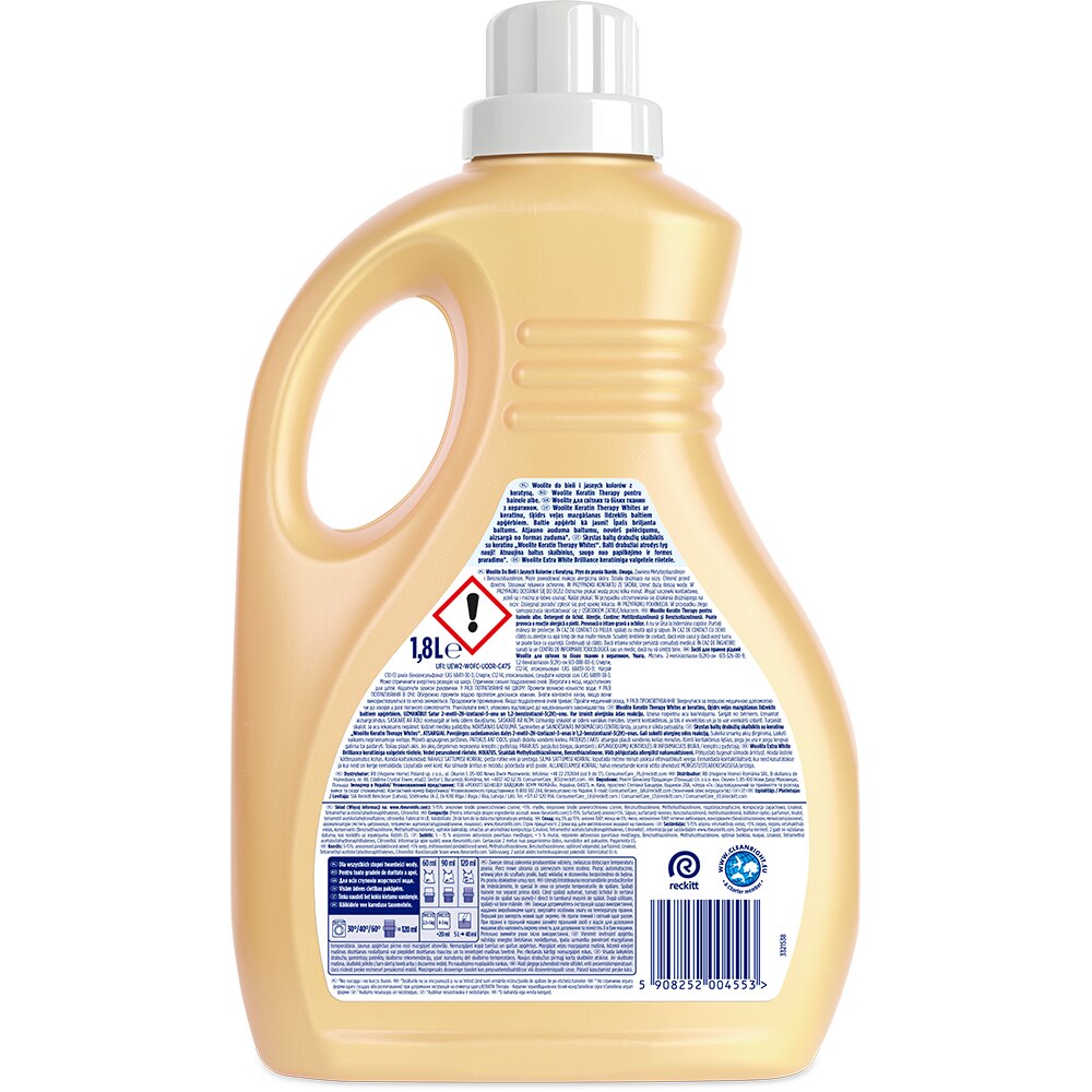 Detergent lichid WOOLITE Keratin Whites, 1.8 l, 30 spalari