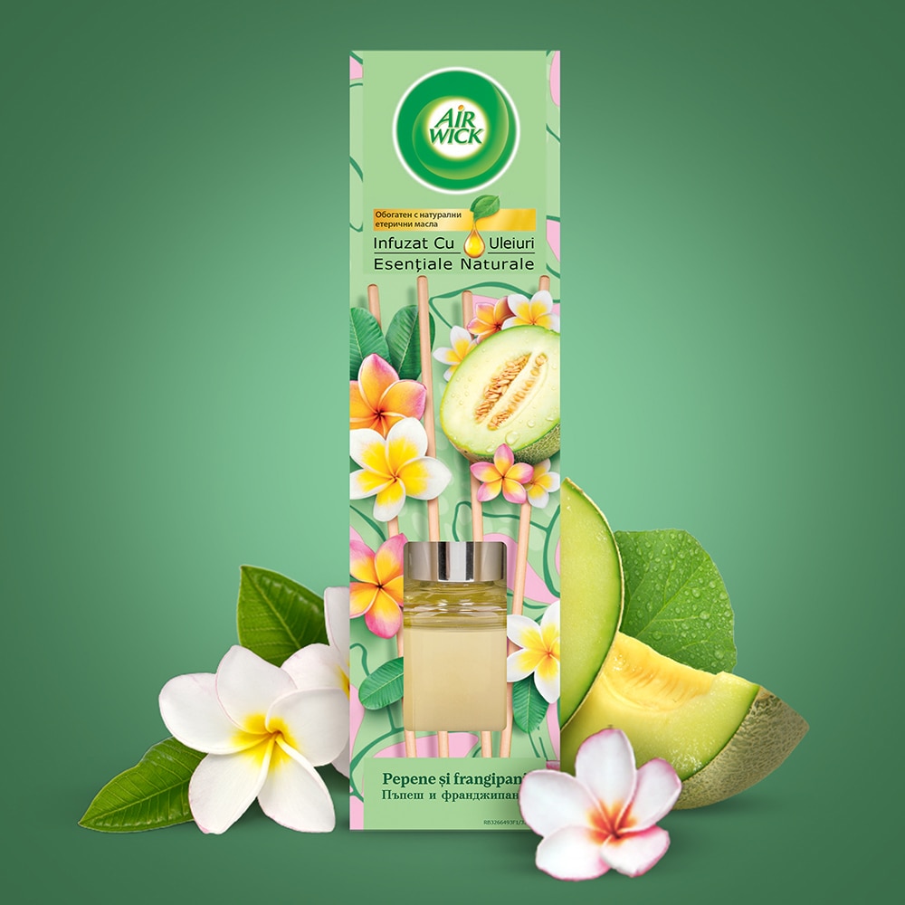 Odorizant cu betisoare AIR WICK, Pepene galben & Frangipani, 40 ml
