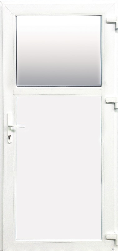 Usa termopan PVC interior/exterior, batanta, cu geam, 4 C, 1/3, alb, stanga, simpla deschidere, 88 x 203 cm Extruplast