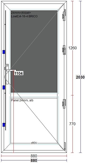 Usa termopan PVC interior/exterior, batanta, cu geam, 4 C, 2/3, alb, dreapta, simpla deschidere, 88 x 203 cm  Extruplast