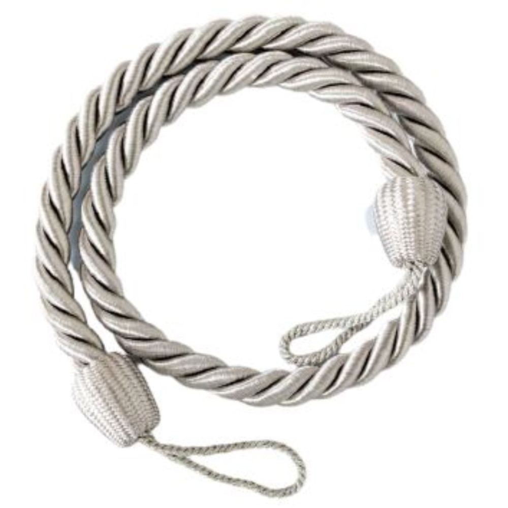 Snur prindere draperie, poliester, 57 x 1.3 cm, argintiu