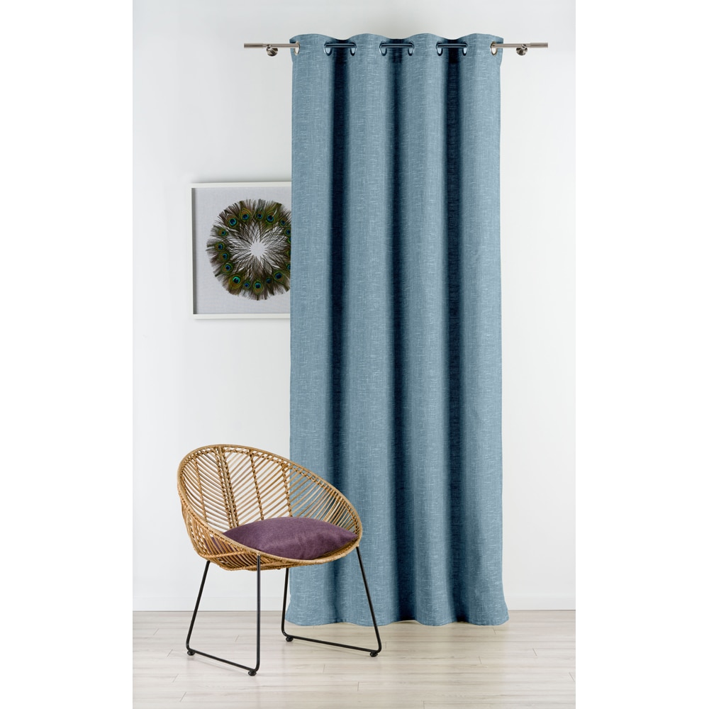 Draperie Mendola Riva, inele, 140 x 245 cm, albastru-gri