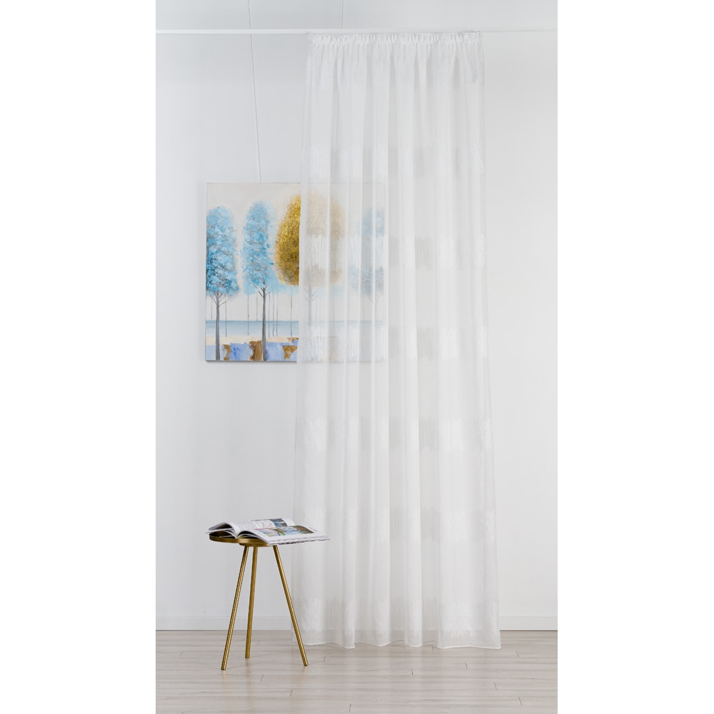 Perdea Jessie, rejansa, 140 x 260 cm, alb-argintiu