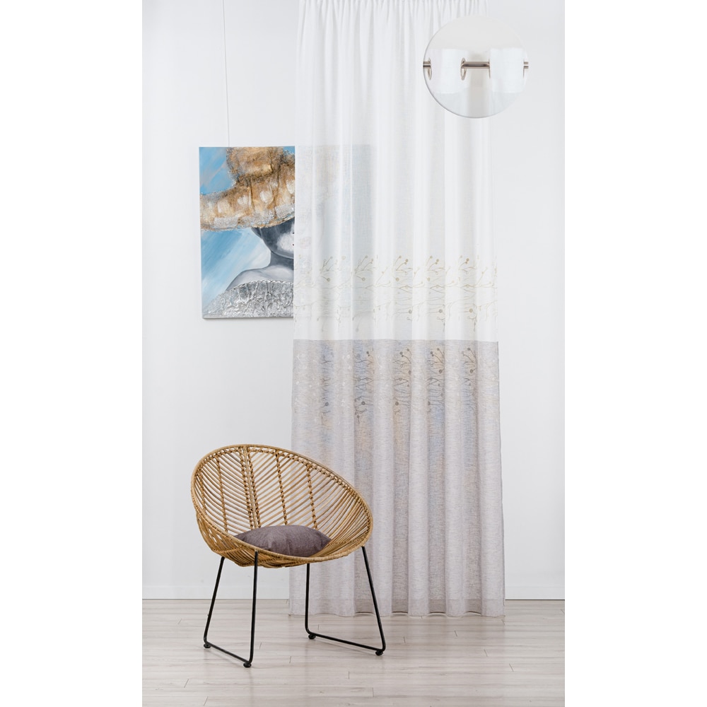 Perdea Casino, inele, 140 x 255 cm, crem