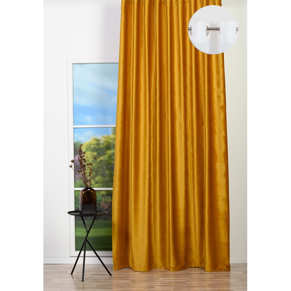 Draperie Adige, inele, 140 x 260 cm, semiopac, mustar