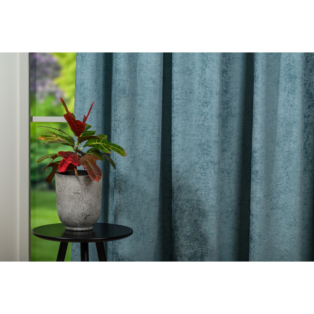 Draperie Magnolia, inele, 140 x 260 cm, semiopac, turcoaz