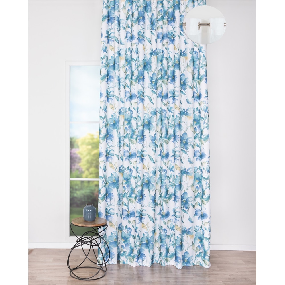 Draperie Vento, inele, 140 x 260 cm, semiopac, turcoaz