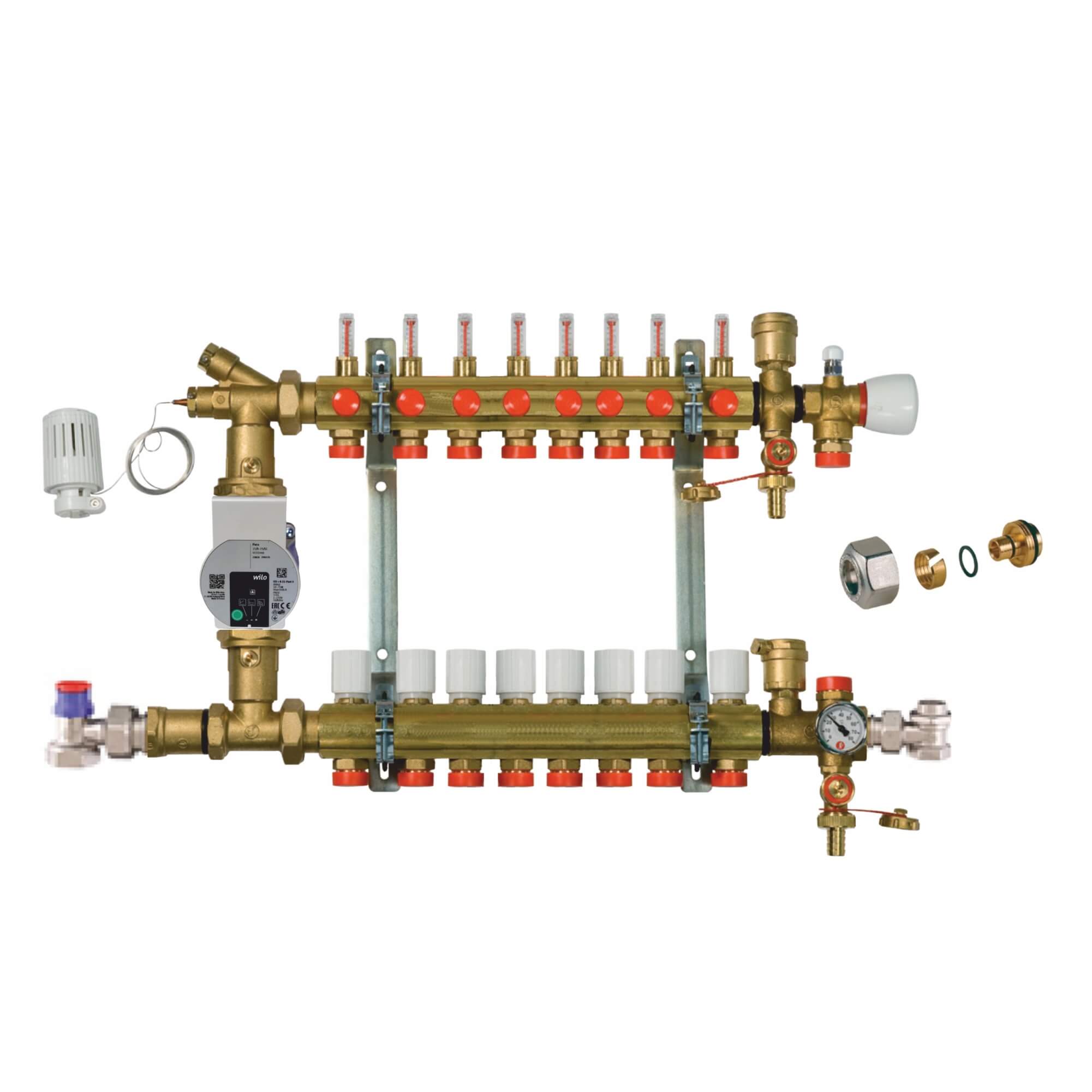Kit distribuitor incalzire in pardoseala Giacomini, cu grup de pompare, 8 circuite