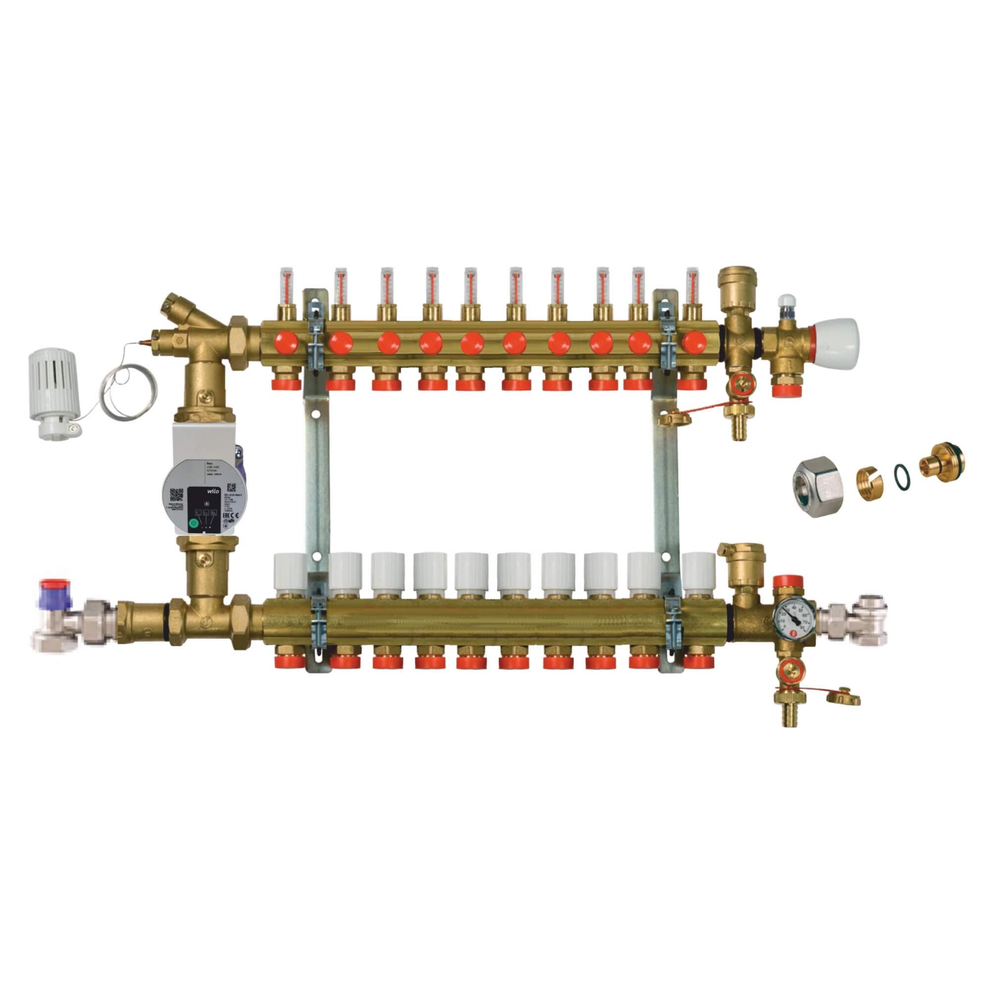 Kit distribuitor incalzire in pardoseala Giacomini, cu grup de pompare, 10 circuite