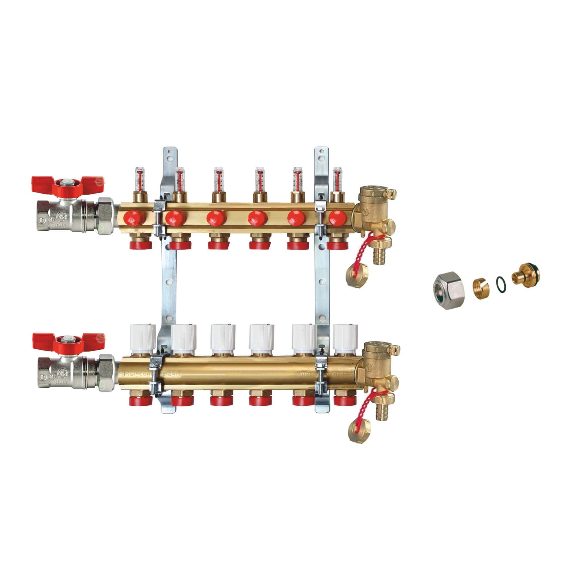 Kit distribuitor incalzire in pardoseala Giacomini, fara grup de pompare, 6 circuite
