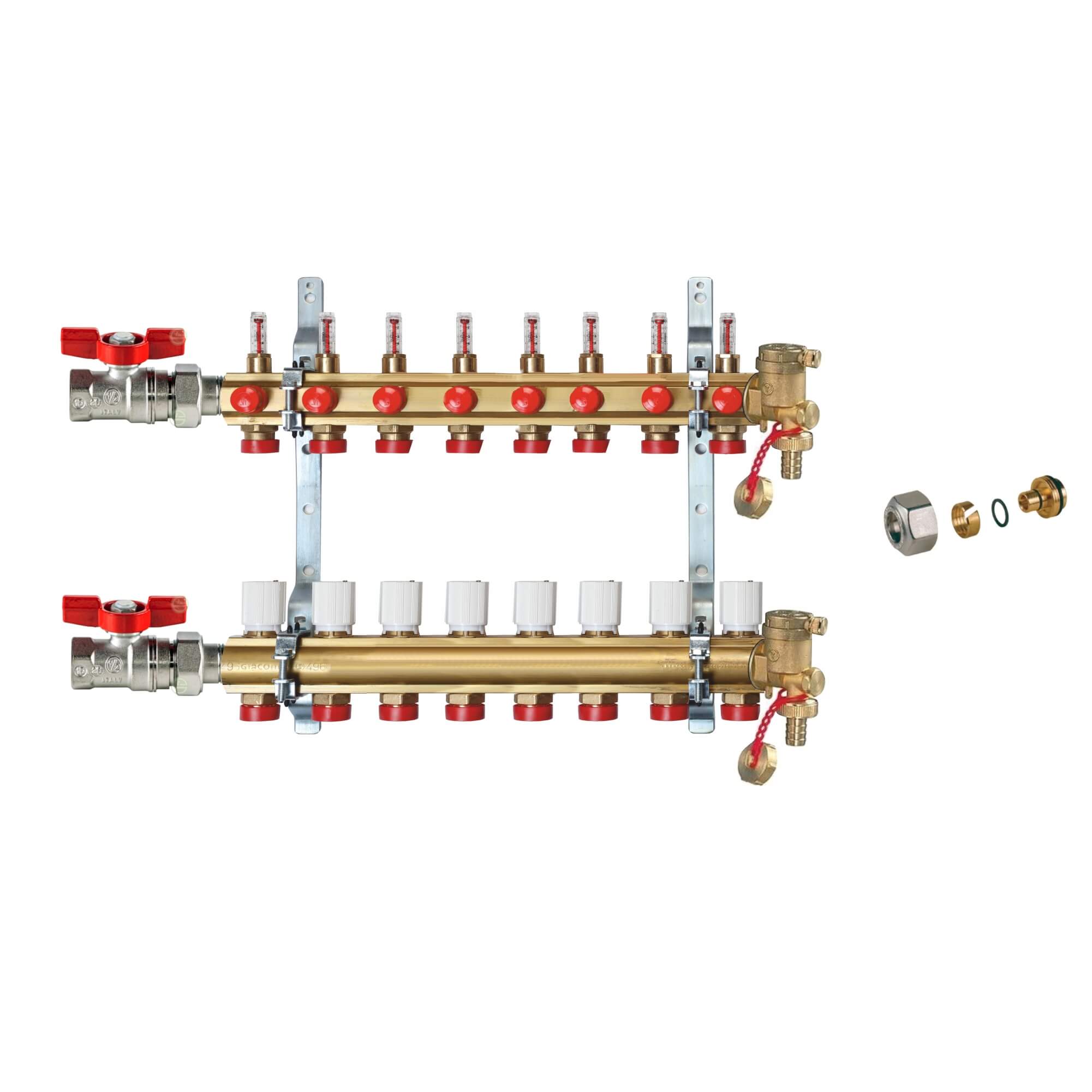 Kit distribuitor incalzire in pardoseala Giacomini, fara grup de pompare, 8 circuite