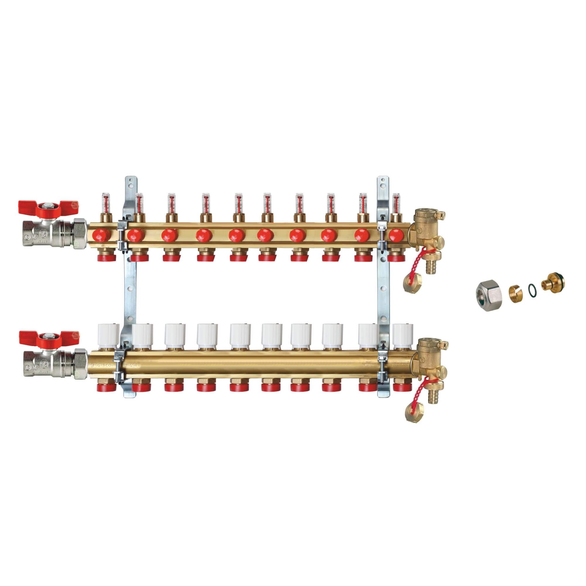 Kit distribuitor incalzire in pardoseala Giacomini, fara grup de pompare, 10 circuite
