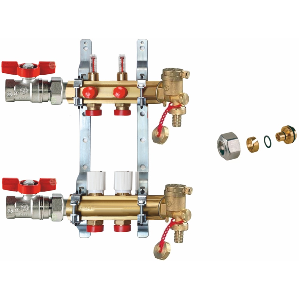 Kit distribuitor incalzire pardoseala Giacomini, fara grup de pompare, 2 circuite
