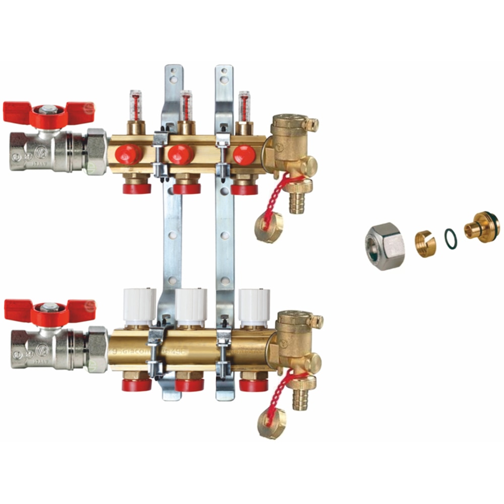 Kit distribuitor incalzire pardoseala Giacomini, fara grup de pompare, 3 circuite