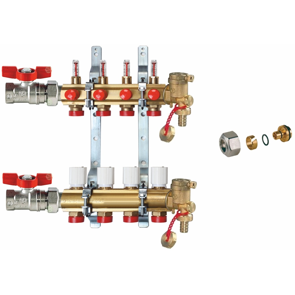 Kit distribuitor incalzire pardoseala Giacomini, fara grup de pompare, 4 circuite