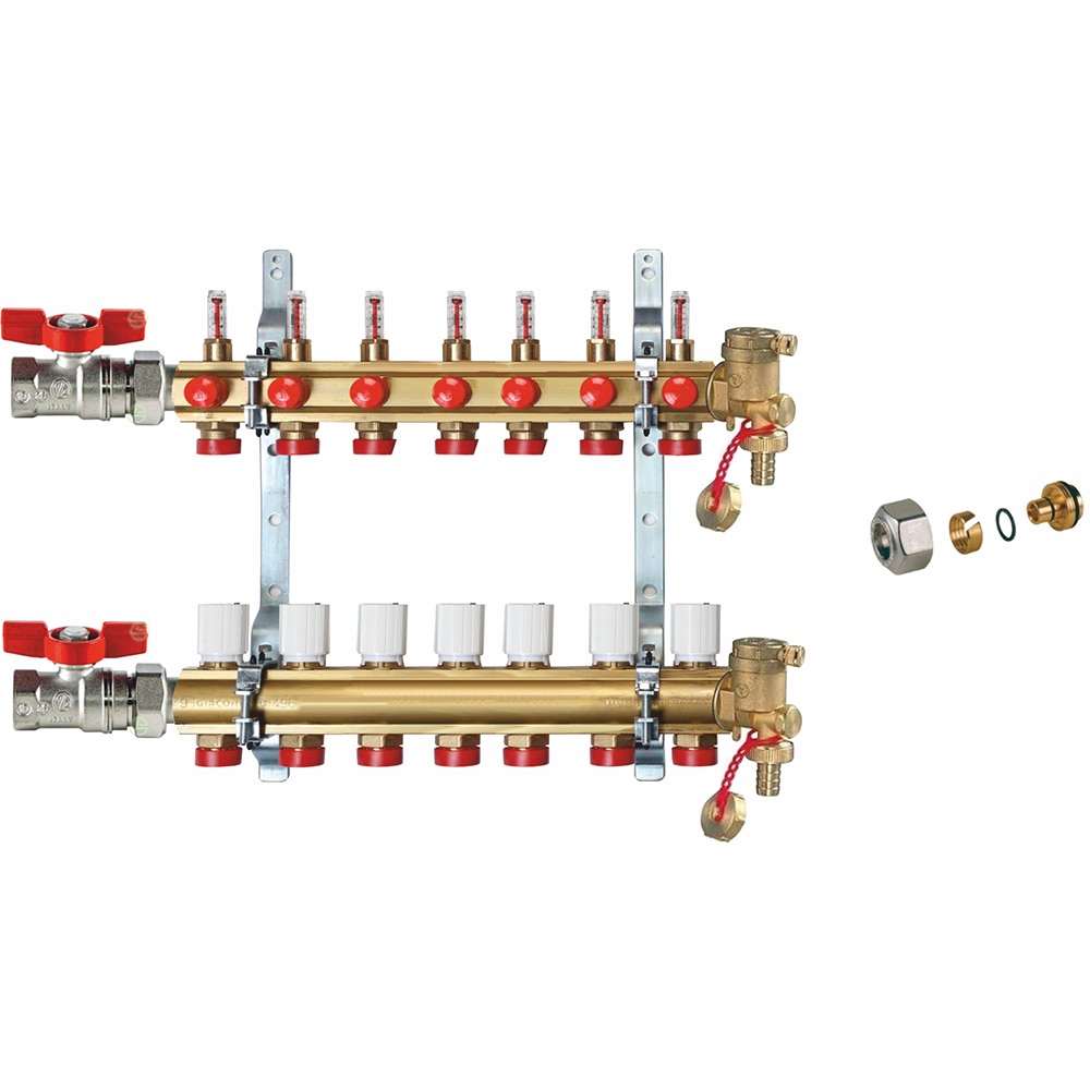 Kit distribuitor incalzire pardoseala Giacomini, fara grup de pompare, 7 circuite
