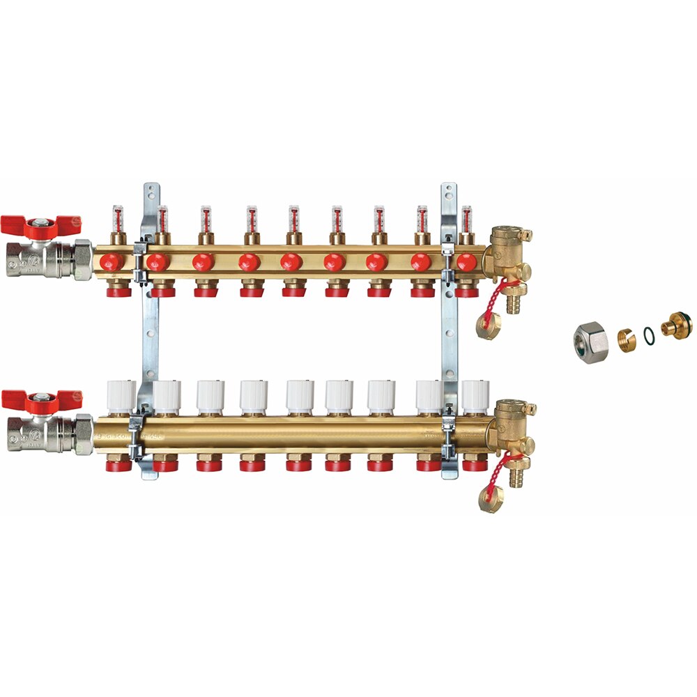 Kit distribuitor incalzire pardoseala Giacomini, fara grup de pompare, 9 circuite