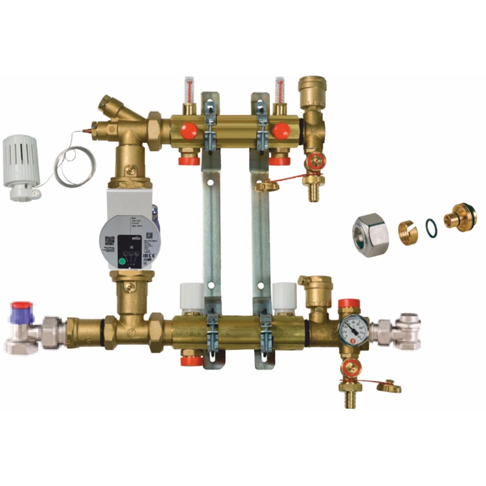 Kit distribuitor incalzire in pardoseala Giacomini, cu grup de pompare, 2 circuite