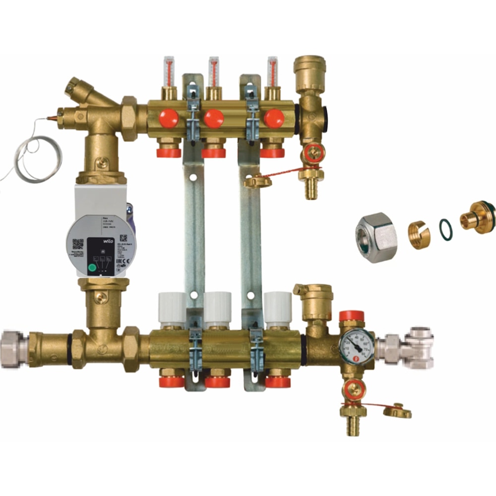 Kit distribuitor incalzire in pardoseala Giacomini, cu grup de pompare, 3 circuite