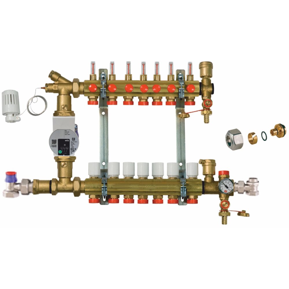 Kit distribuitor incalzire in pardoseala Giacomini, cu grup de pompare, 7 circuite