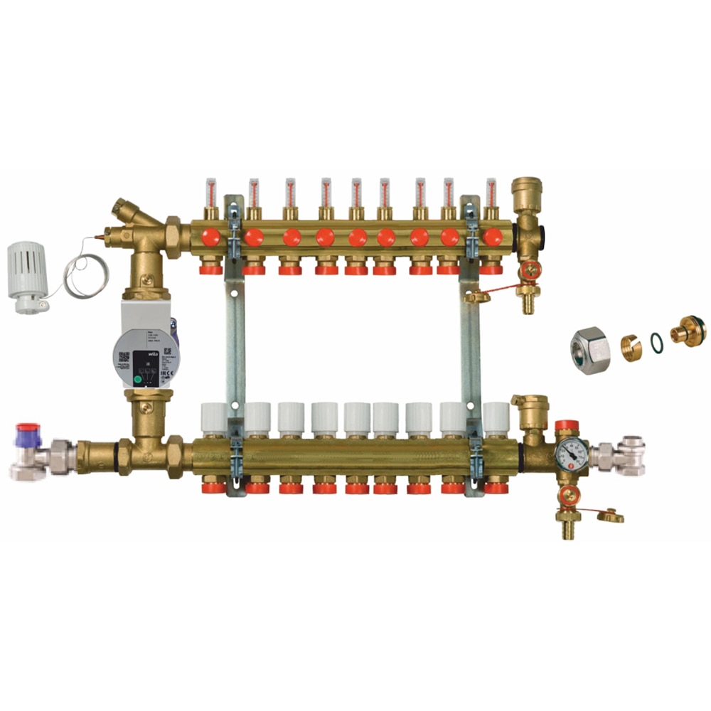 Kit distribuitor incalzire in pardoseala Giacomini, cu grup de pompare, 9 circuite