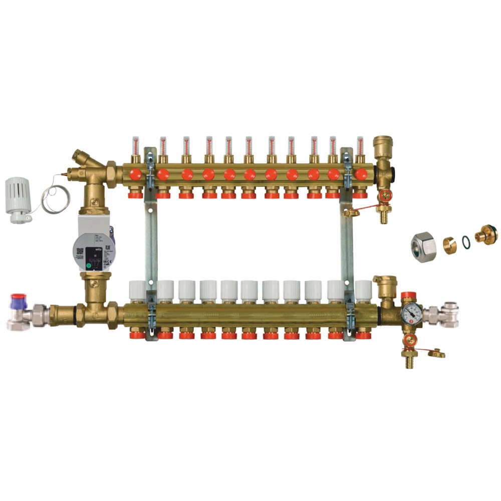Kit distribuitor incalzire in pardoseala Giacomini, cu grup de pompare, 11 circuite