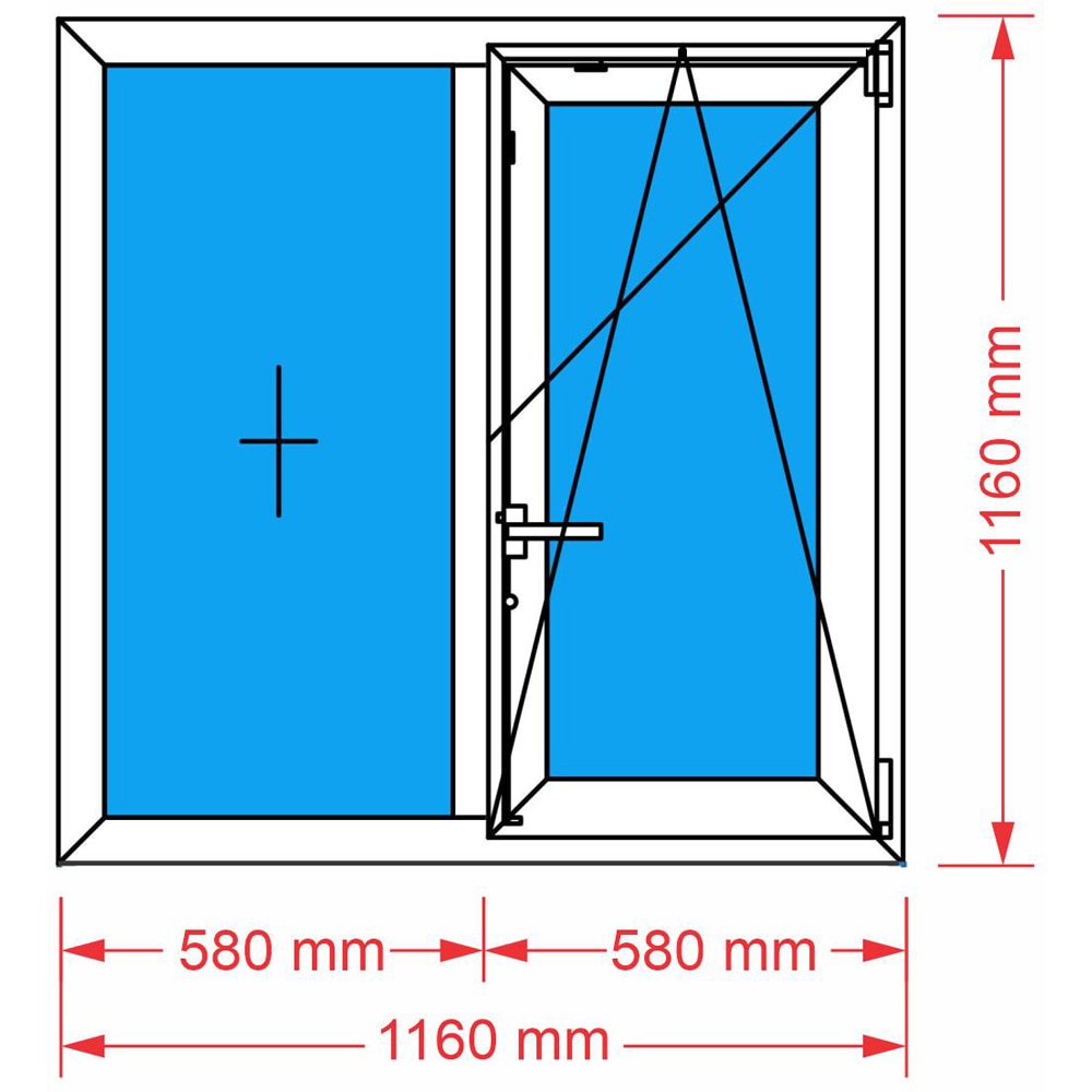 Fereastra termopan REHAU, PVC, 5 camere, 116 x 116 cm, deschidere oscilobatanta dreapta, alb