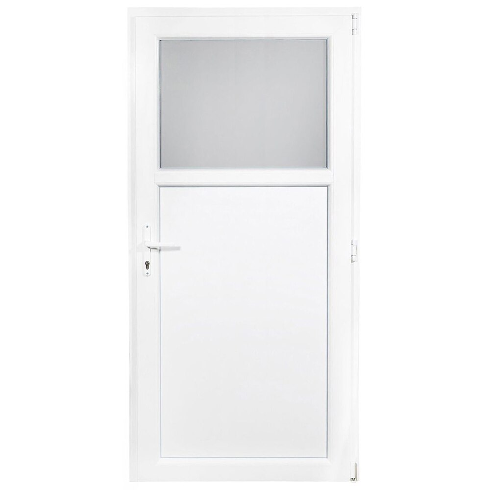 Usa exterior REHAU, cu geam, 5 camere, 1/3, dreapta, PVC, 98 x 198 cm, alb