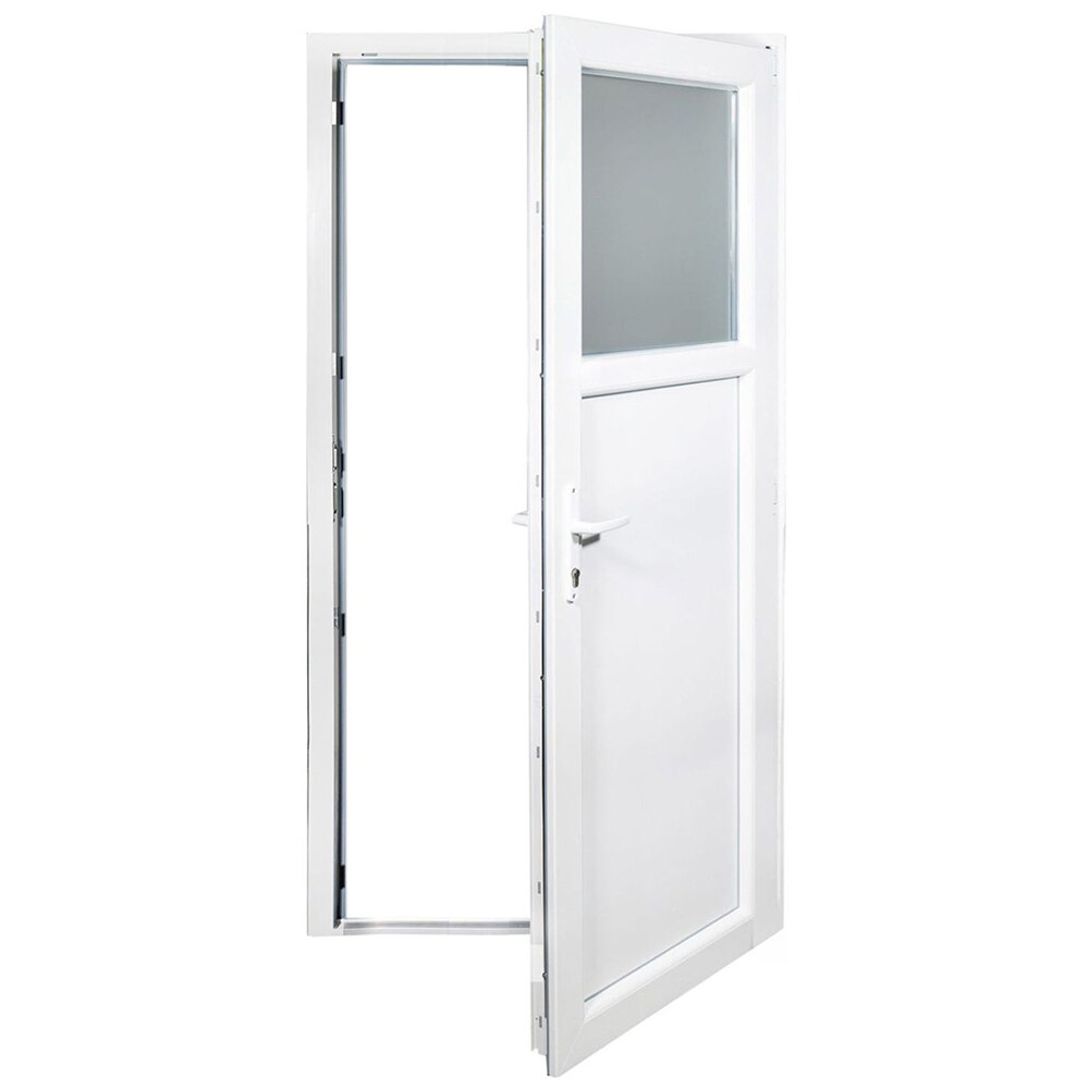 Usa exterior REHAU, cu geam, 5 camere, 1/3, dreapta, PVC, 98 x 198 cm, alb