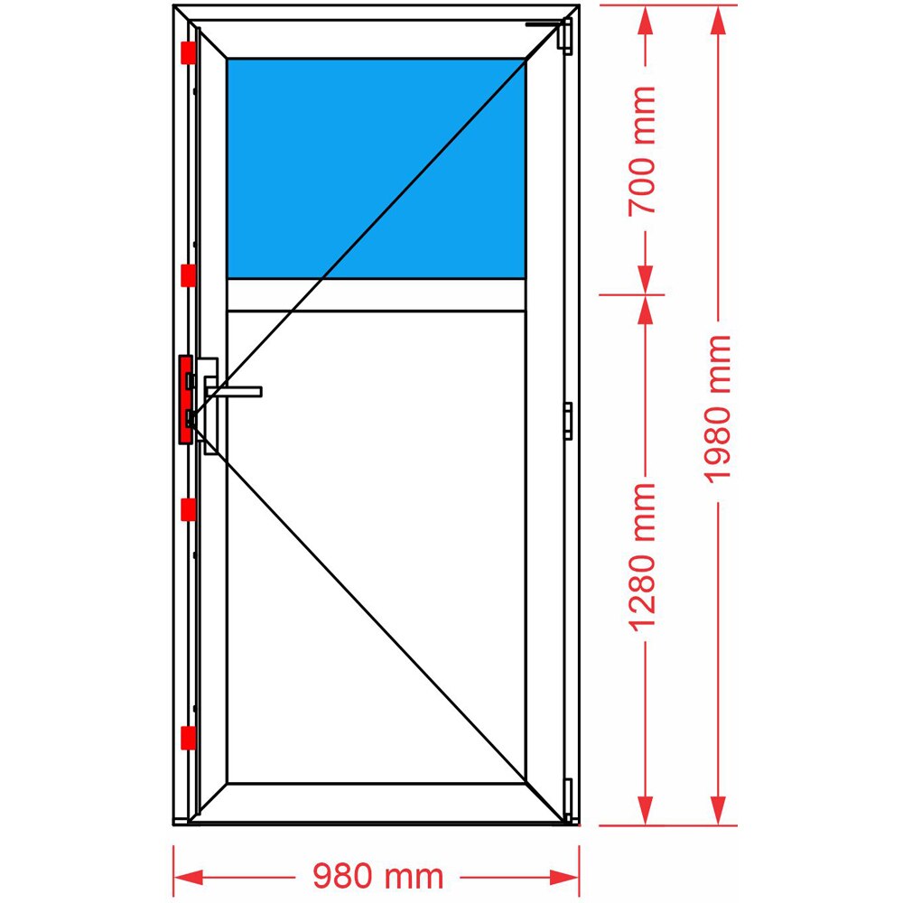 Usa exterior REHAU, cu geam, 5 camere, 1/3, dreapta, PVC, 98 x 198 cm, alb