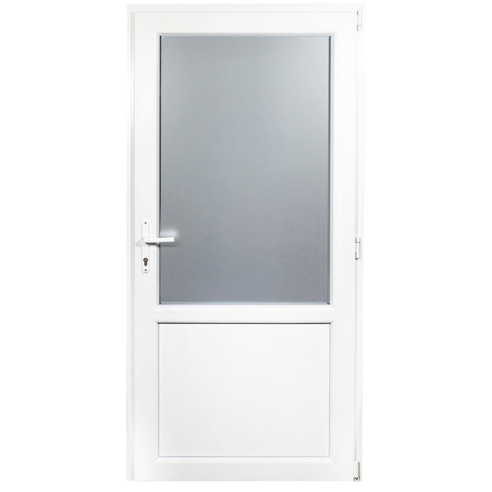 Usa exterior REHAU, cu geam, 5 camere, 2/3, dreapta, PVC, 98 x 198 cm, alb