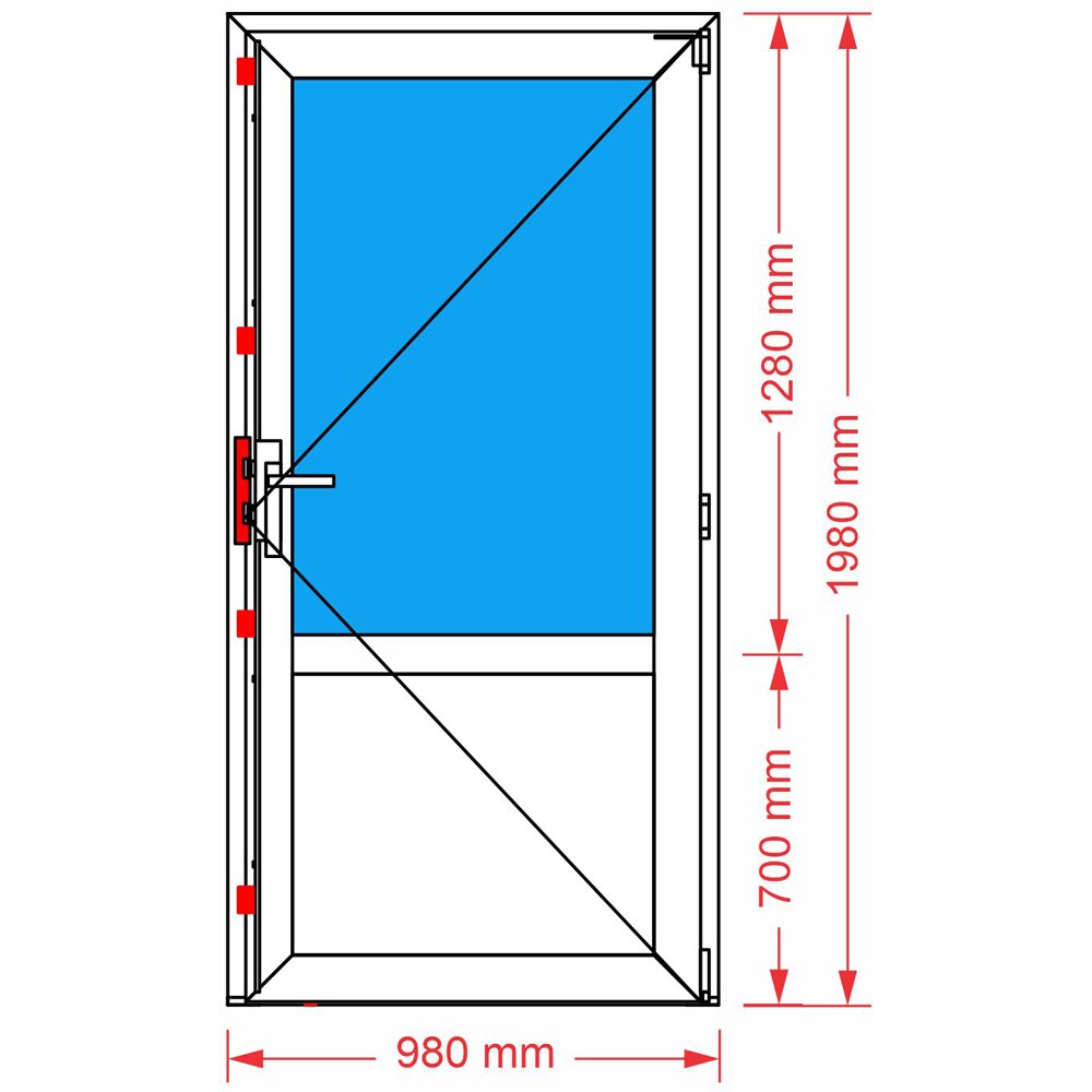 Usa exterior REHAU, cu geam, 5 camere, 2/3, dreapta, PVC, 98 x 198 cm, alb
