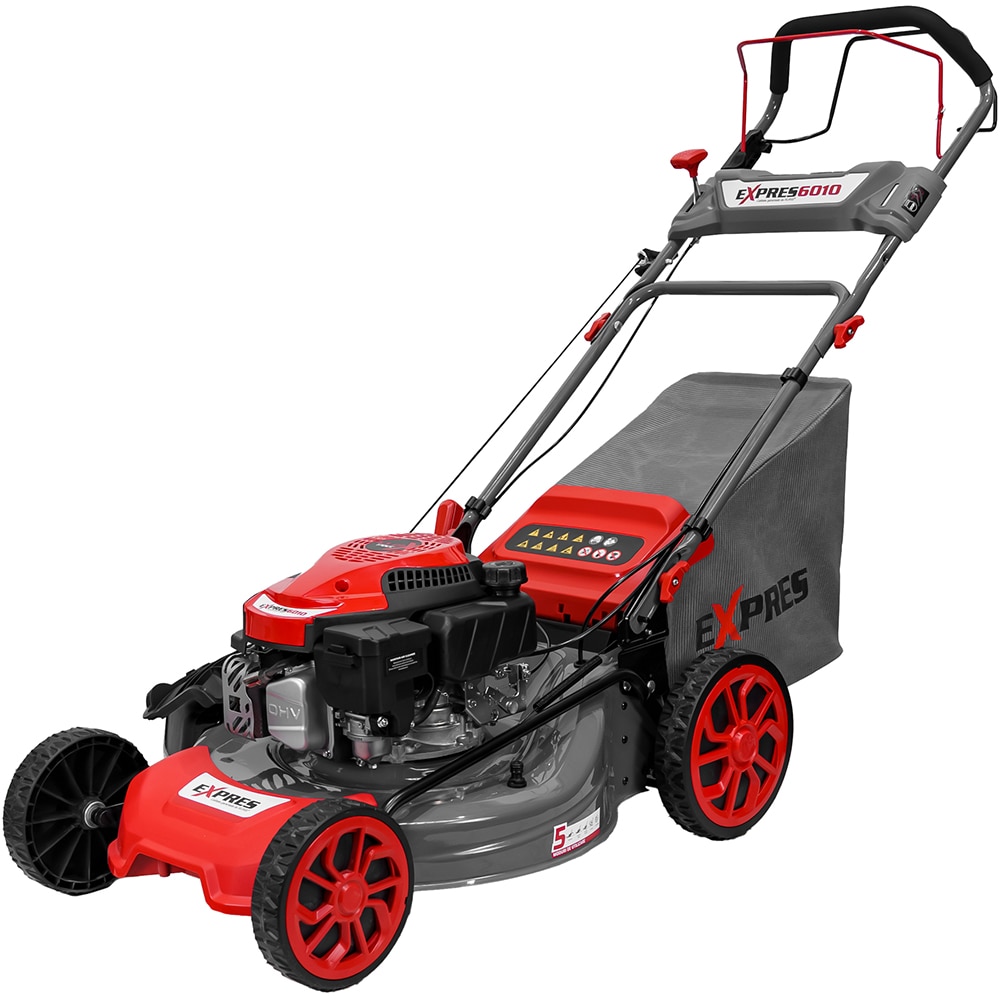 Masina de tuns iarba RURIS Expres 6010, Benzina, 5.5CP, 170CC, latime taiere 51cm, cos 60L, rosu-negru