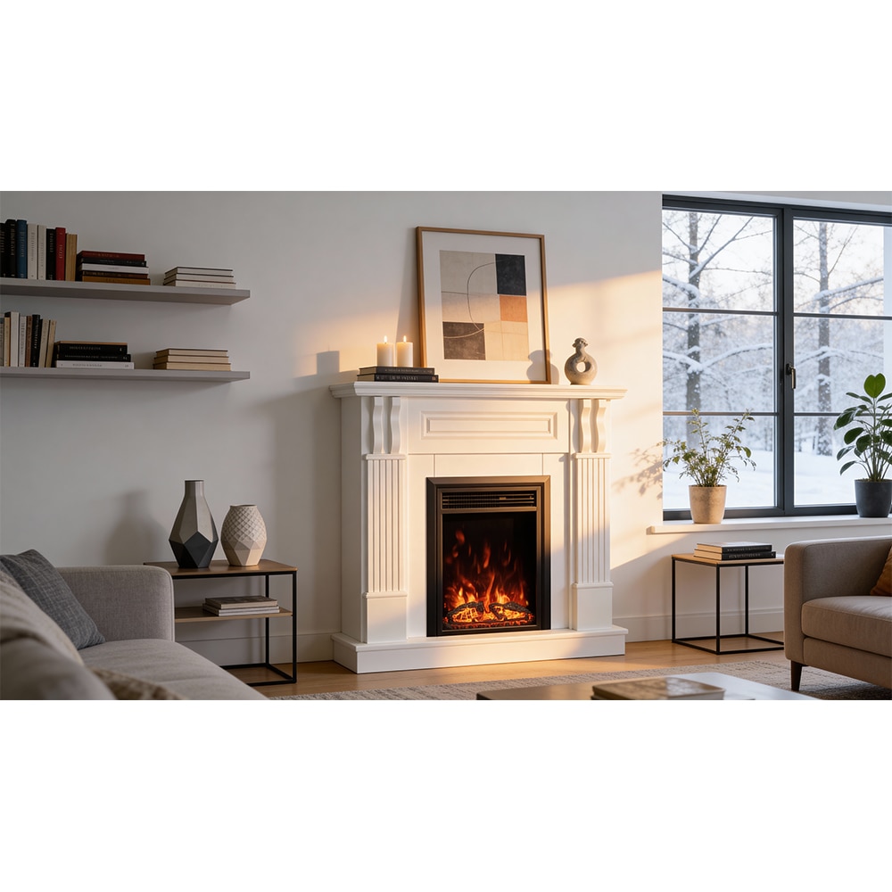 Semineu electric ART FLAME Veronix, 1500W, telecomanda, 105 x 30 x 100 cm, alb