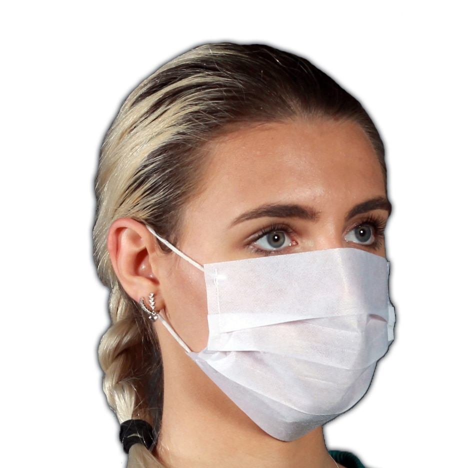 Set 50 masti protectie faciala, simple, 3 straturi, alb