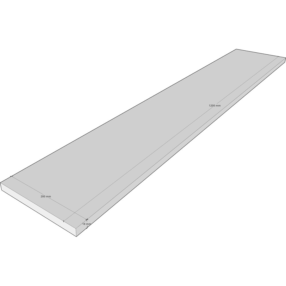 Polita PRO MOBILA, PAL, 120 x 20 x 1.8 cm, gri