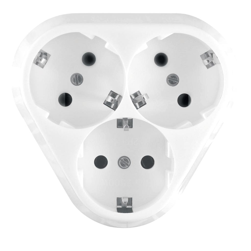 Priza tripla clasic, 16A, ST incastrat, alba