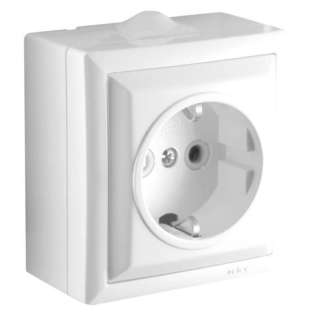 Priza simpla ceramica Schuko, IP20, alba, tip ELEGANT   Relee Medias