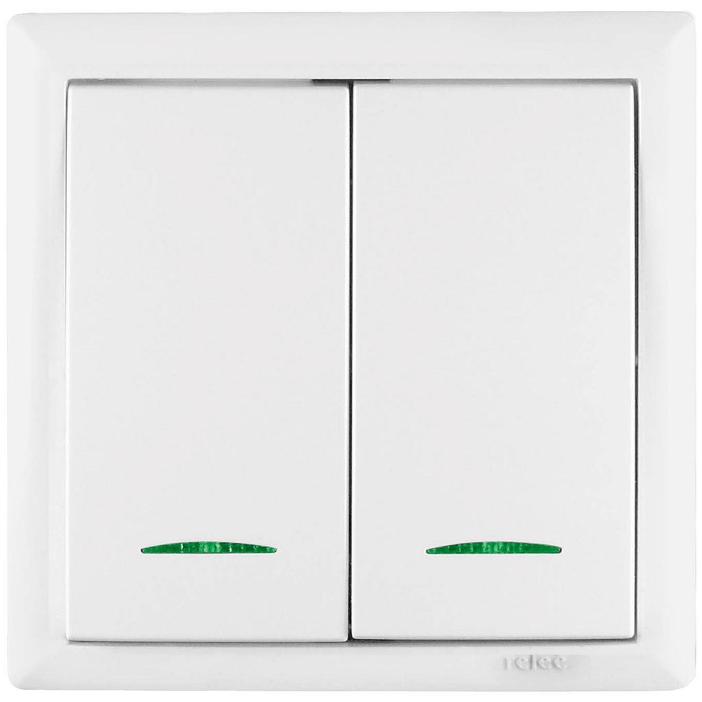 Intrerupator LED 2 module, 10 A, alb