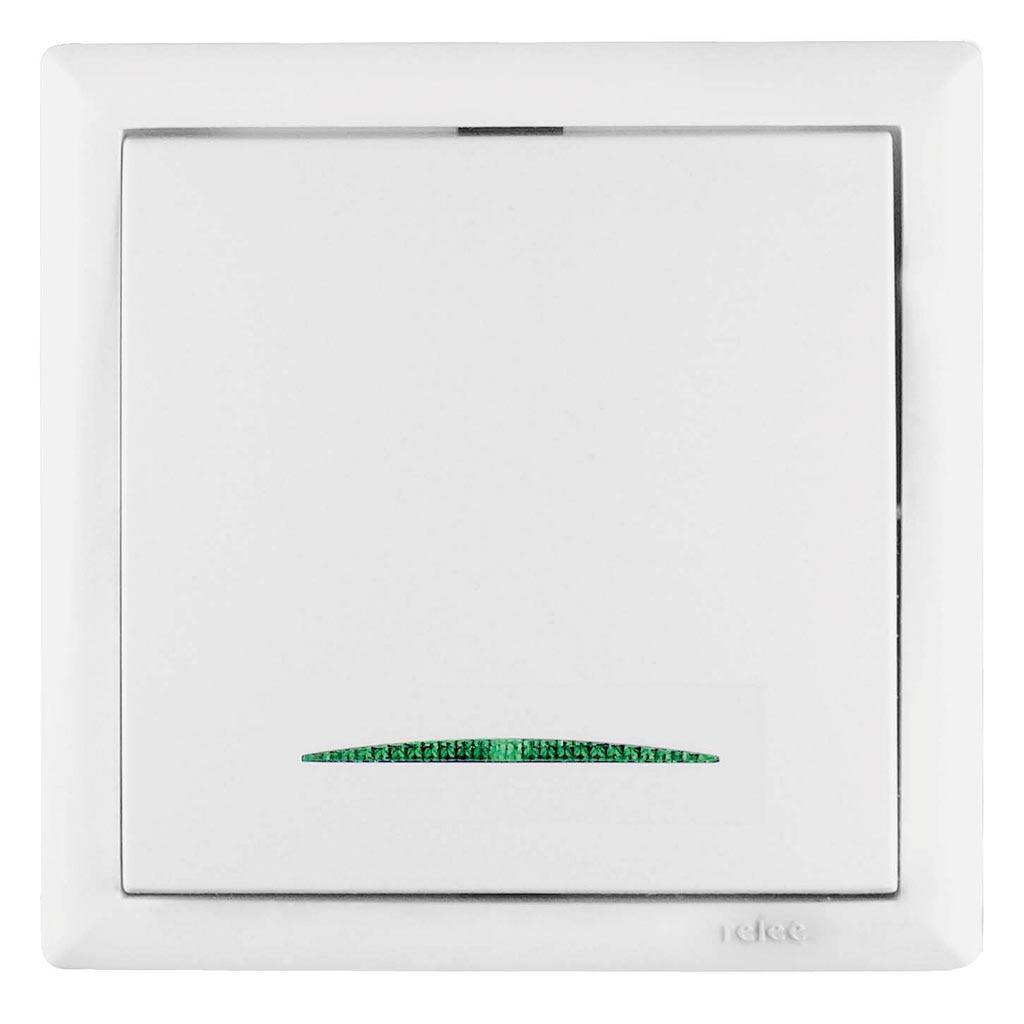 Intrerupator LED, 1 modul, 10 A, alb  Relee Medias