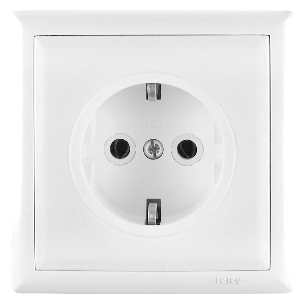 Priza ceramica ELEGANT 16A ST incastrat, alba   Relee Medias