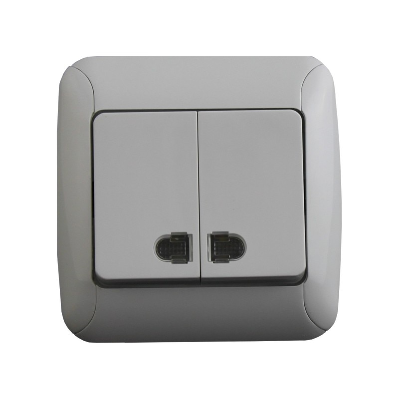 Intrerupator cu LED, 10 A, 220 V, alb  •  Gunsan Fantazi