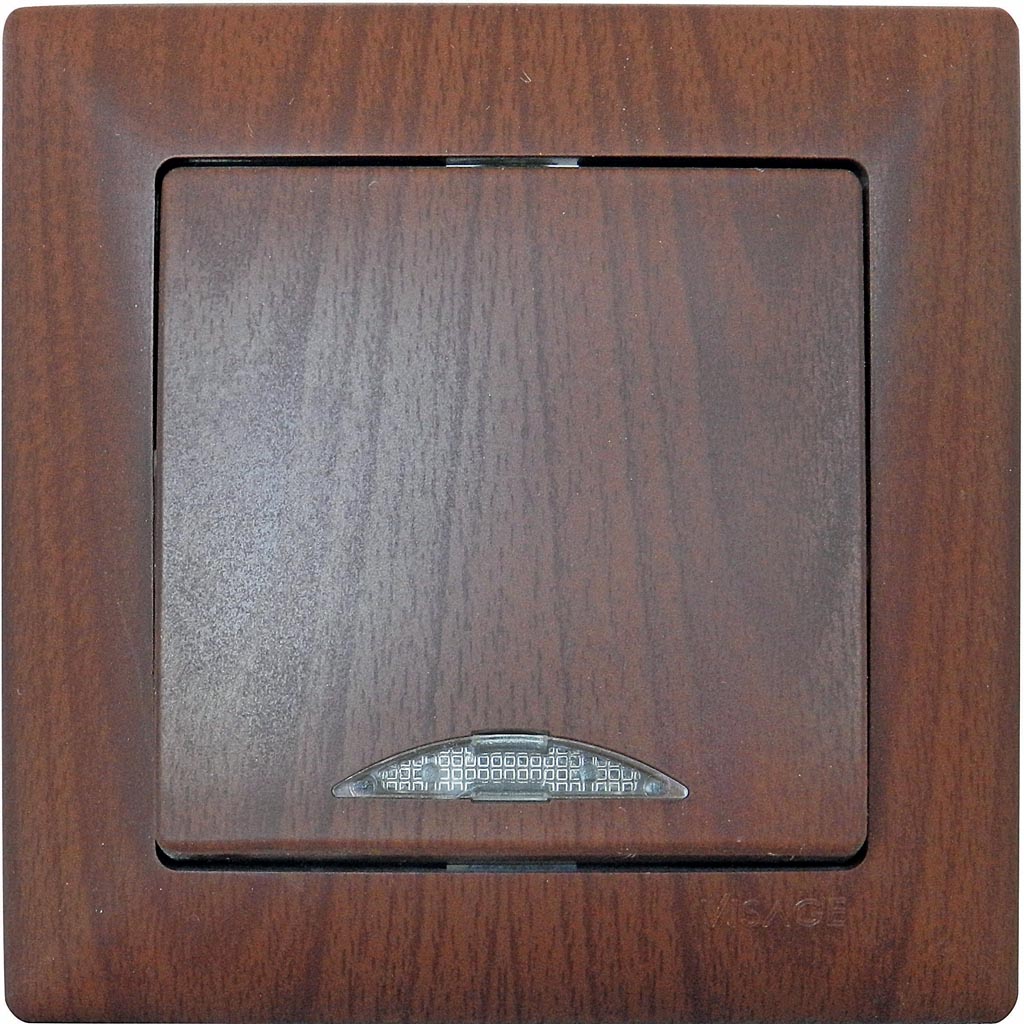 Intrerupator cu LED, 10 A, 220 V, wenge, plastic • Gunsan Visage