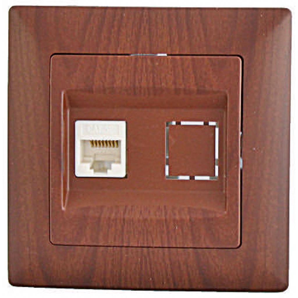 Priza calculator 16A 220V RJ45 wenge, GUNSAN