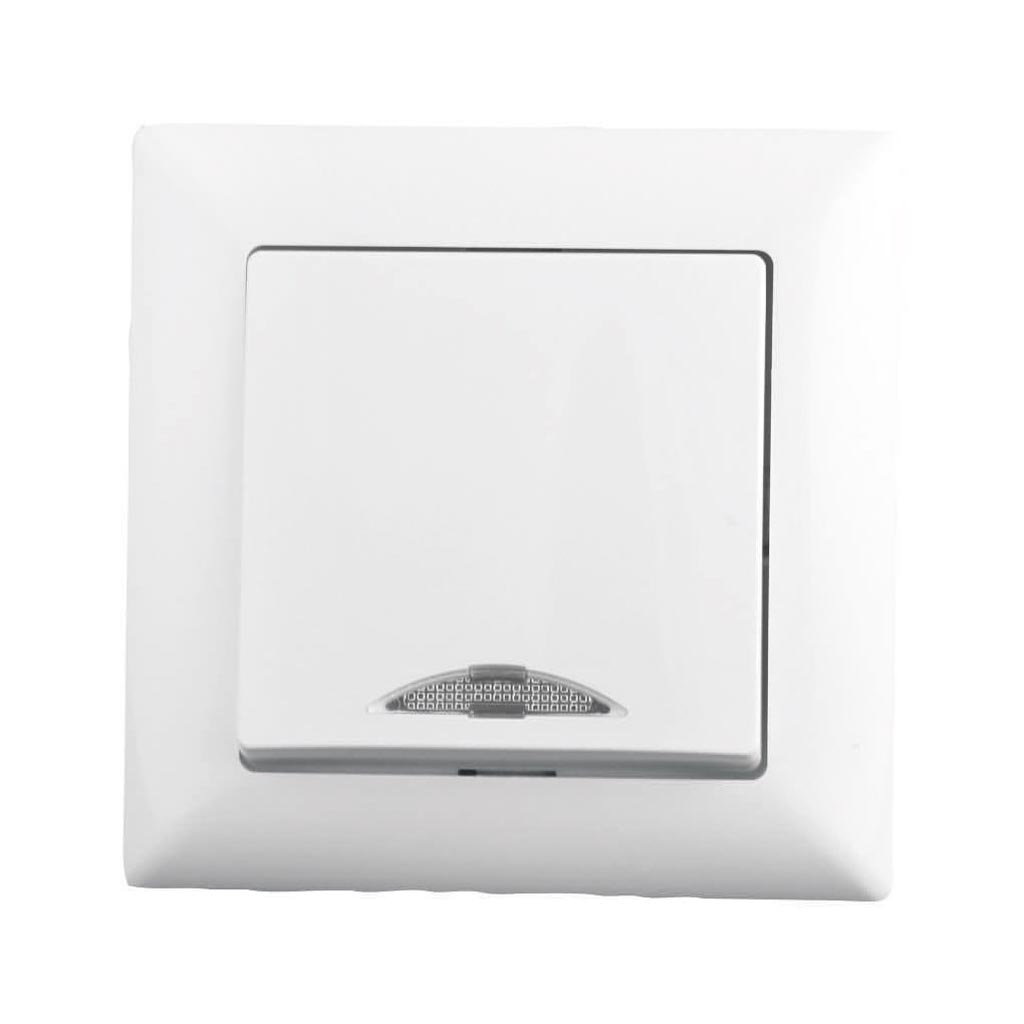 Intrerupator cu LED, 10 A, 220 V, alb, plastic  Gunsan Visage