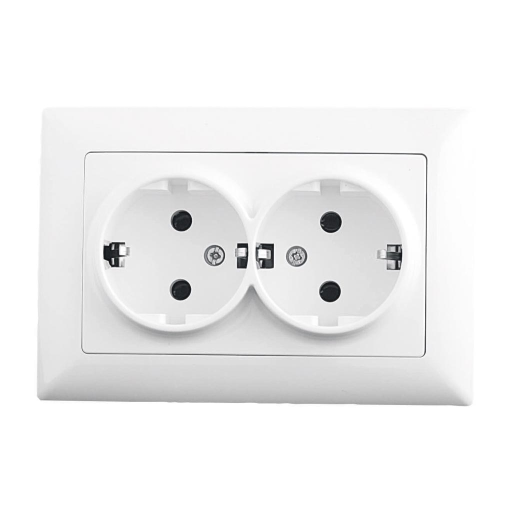 Priza dubla, 16A, 220V, alba   Gunsan